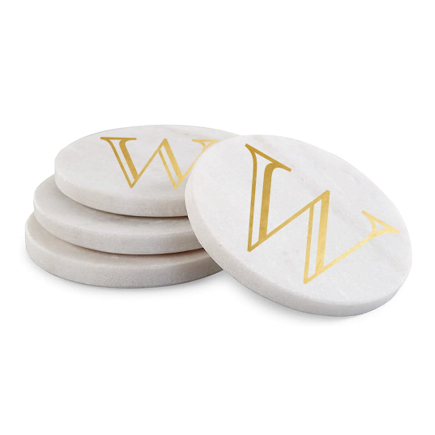 Initial Marble Coasters Gold Mary Square