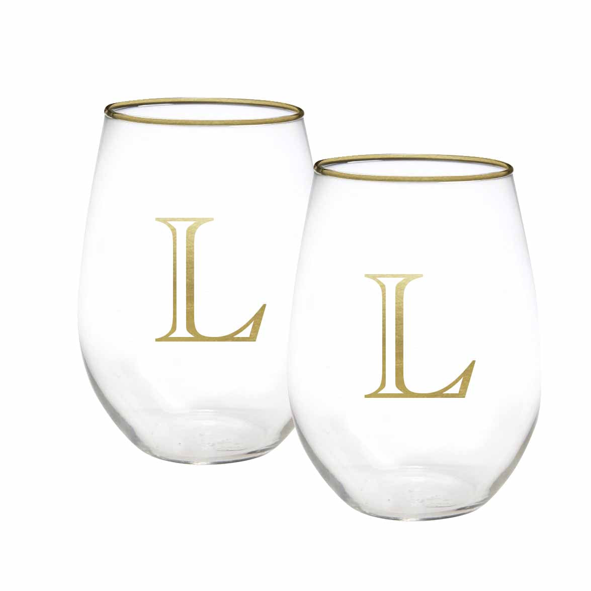 Initial | Stemless Wine Glass (Set of 2) - Mary Square, LLC