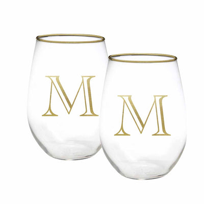 Initial | Stemless Wine Glass (Set of 2) - Mary Square, LLC